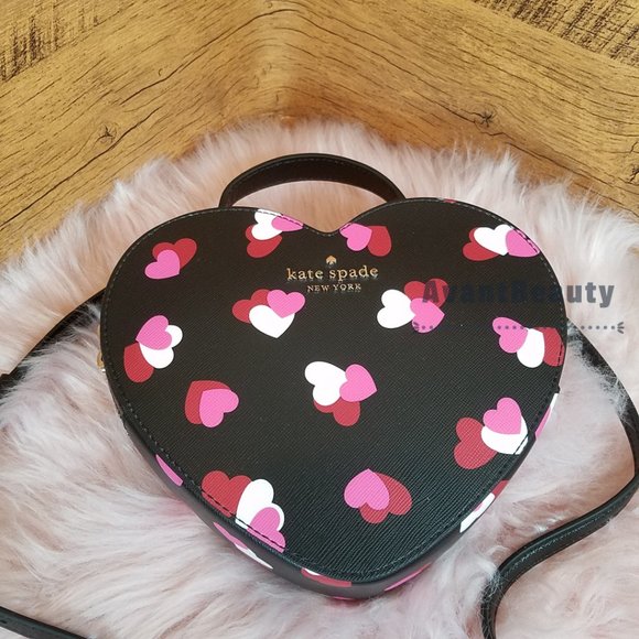 NWT Kate Spade Other Love Shack Flutter Hearts Printed Crossbody Black Multi - Picture 2 of 7